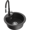 Mexen Diego 1-bowl granite kitchen sink with Savita kitchen faucet, speckled black - 6512-76-672601-76