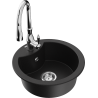 Mexen Diego 1-compartment granite sink with a kitchen mixer tap Savita, Black - 6512-77-672601-00