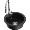 Mexen Diego granite kitchen sink 1-bowl with Savita kitchen faucet, black - 6512-77-672601-00