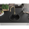 Mexen Diego 1-bowl granite sink with Savita kitchen faucet, black - 6512-77-672601-50-B