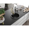 Mexen Diego 1-bowl Granite Sink with Savita Kitchen Mixer Tap, Black - 6512-77-672601-50-B