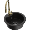 Mexen Diego 1-bowl granite sink with Savita kitchen faucet, black - 6512-77-672601-50-B