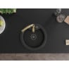Mexen Diego 1-bowl Granite Sink with Savita Kitchen Mixer Tap, Black - 6512-77-672601-50-B