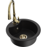 Mexen Diego granite kitchen sink 1-bowl with Savita kitchen faucet, black - 6512-77-672601-50