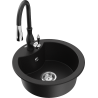 Mexen Diego 1-bowl granite kitchen sink with Savita tap, black - 6512-77-672601-70