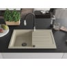 Mexen Bruno 1-bowl granite sink with drainer and Savita kitchen tap, beige - 6513-69-672601-70