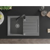 Mexen Bruno granite sink 1-bowl with drainer and Savita kitchen faucet, gray - 6513-71-672601-70