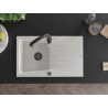 Mexen Cesar 1-compartment granite sink with drainer and Savita kitchen faucet, white - 6514-20-672601-70