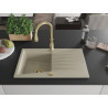 Mexen Cesar granite sink 1-bowl with drainer and Savita kitchen faucet, beige - 6514-69-672601-50