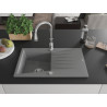 Mexen Cesar 1-bowl granite sink with drainer and Savita kitchen faucet, gray - 6514-71-672601-00