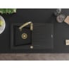 Mexen Cesar 1-bowl granite sink with drainer and Savita kitchen tap, black/silver metallic - 6514-73-672601-50