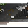 Mexen Cesar granite sink 1-bowl with drainer and Savita kitchen tap, black/gold metallic - 6514-75-672601-50