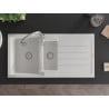 Mexen Andres granite sink 1.5-bowl with drainer and Savita kitchen tap, white - 6515-20-672601-00