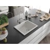 Mexen Pedro 1-bowl granite sink 560 x 460 mm, white, chrome siphon - 6508561000-20