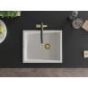 Mexen Pedro granite sink 1-chamber 560 x 460 mm, white, gold siphon - 6508561000-20-G
