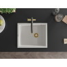 Mexen Pedro granite sink, single-bowl, 560 x 460 mm, white, golden siphon - 6508561000-20-G