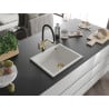 Mexen Pedro granite sink 1-bowl 560 x 460 mm, white, gold siphon - 6508561000-20-G