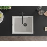Mexen Pedro granite sink 1-bowl 560 x 460 mm, white, black siphon - 6508561000-20-B