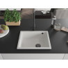 Mexen Pedro granite sink 1-bowl 560 x 460 mm, white, black siphon - 6508561000-20-B