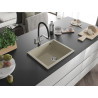 Mexen Pedro granite sink 1-bowl 560 x 460 mm, beige, chrome siphon - 6508561000-69