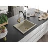 Mexen Pedro granite sink 1-bowl 560 x 460 mm, beige, golden siphon - 6508561000-69-G