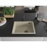 Mexen Pedro 1-bowl granite sink 560 x 460 mm, beige, black siphon - 6508561000-69-B