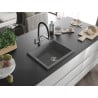 Mexen Pedro single-bowl granite sink 560 x 460 mm, grey, chrome siphon - 6508561000-71