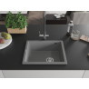 Mexen Pedro granite kitchen sink 1-bowl 560 x 460 mm, gray, chrome siphon - 6508561000-71