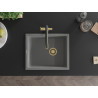 Mexen Pedro granite kitchen sink 1-bowl 560 x 460 mm, gray, gold siphon - 6508561000-71-G