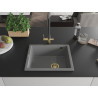 Mexen Pedro granite kitchen sink 1-bowl 560 x 460 mm, gray, gold siphon - 6508561000-71-G