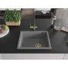 Mexen Pedro granite sink single-bowl 560 x 460 mm, grey, gold siphon - 6508561000-71-G