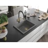 Mexen Pedro granite sink single-bowl 560 x 460 mm, grey, gold siphon - 6508561000-71-G