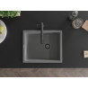 Mexen Pedro single-bowl granite sink 560 x 460 mm, gray, black siphon - 6508561000-71-B