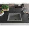 Mexen Pedro single-bowl granite sink 560 x 460 mm, gray, black siphon - 6508561000-71-B