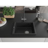 Mexen Pedro granite single-bowl sink 560 x 460 mm, black/silver metallic, chrome siphon - 6508561000-73
