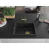 Mexen Pedro 1-compartment granite sink 560 x 460 mm, Black/Gold metallic, siphon Gold - 6508561000-75-G