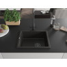Mexen Pedro granite sink 1-bowl 560 x 460 mm, black/golden metallic, black siphon - 6508561000-75-B