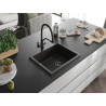 Mexen Pedro granite sink 1-bowl 560 x 460 mm, black/golden metallic, black siphon - 6508561000-75-B