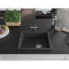 Mexen Pedro granite sink 1-compartment 560 x 460 mm, black speckled, chrome siphon - 6508561000-76