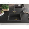 Mexen Pedro granite sink 1-bowl 560 x 460 mm, speckled black, golden siphon - 6508561000-76-G