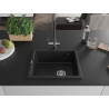 Mexen Pedro granite kitchen sink 1-bowl 560 x 460 mm, black, chrome siphon - 6508561000-77