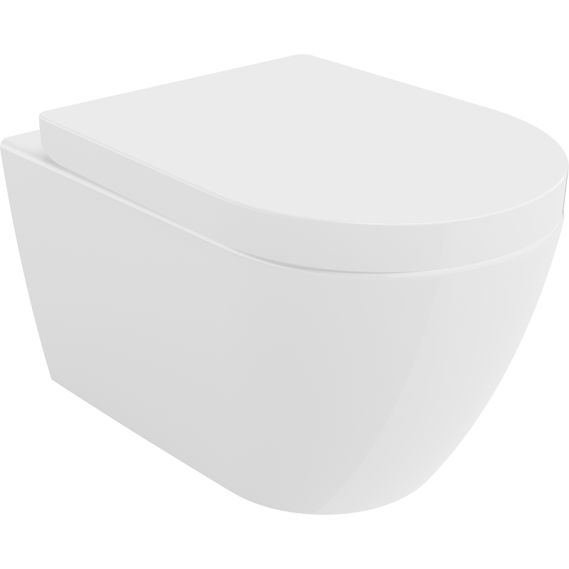 Mexen Rico rimless toilet bowl with slow-close hard seat, white gloss - 30478000