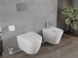 Mexen Rico Rimless toilet bowl with a hard soft close toilet seat, White - 30478000