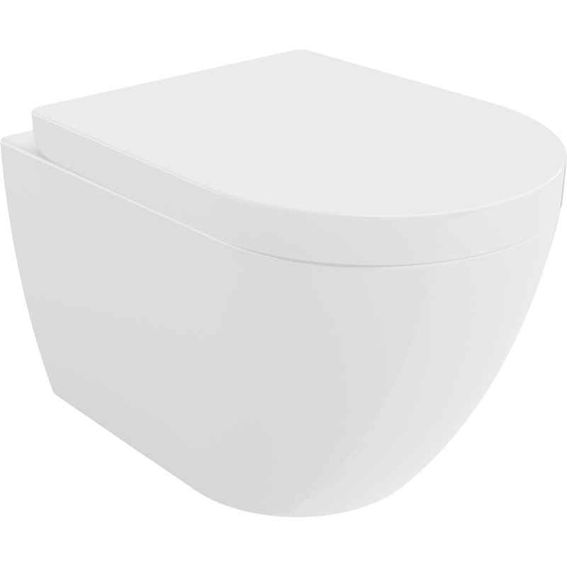 Mexen Lena Rimless Toilet Bowl with Hard Soft-Close Seat, Glossy White - 30298000
