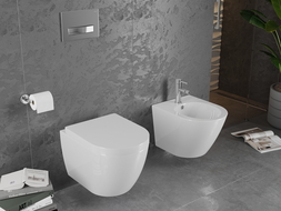 Mexen Lena Rimless toilet bowl with a hard soft close toilet seat, White - 30298000