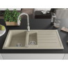 Mexen Andres 1.5-bowl granite sink with drainer and Savita kitchen faucet, beige - 6515-69-672601-00
