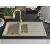 Mexen Andres granite sink 1.5-bowl with drainer and Savita kitchen faucet, beige - 6515-69-672601-50
