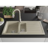 Mexen Andres 1.5-bowl granite sink with drainer and Savita kitchen faucet, beige - 6515-69-672601-69