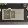 Mexen Andres 1.5-bowl granite sink with drainer and Savita kitchen faucet, beige - 6515-69-672601-69