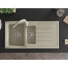 Mexen Andres Granite Sink 1.5 Bowl with Drainer and Savita Kitchen Faucet, Beige - 6515-69-672601-69
